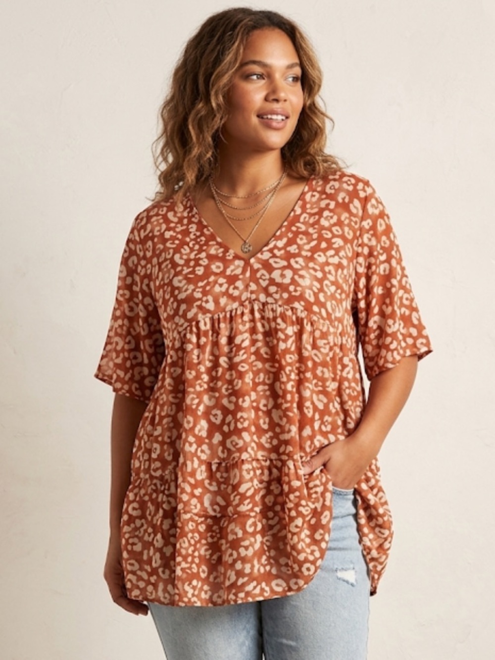 mittoshop Rust and Cream Animal Print Tunic